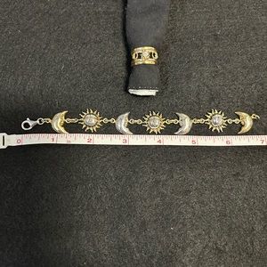 Sun/Moon silver and gold-plated bracelet and ring